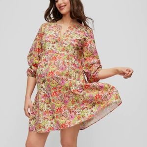 MOTHERHOOD MATERNITY MINI TIERED LONG SLEEVE MATERNITY DRESS